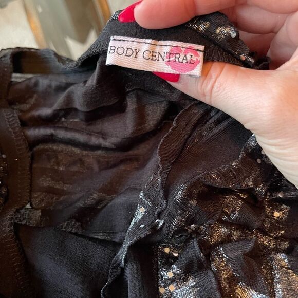 2/$15 Black and Gold strapless dress - Picture 2 of 3